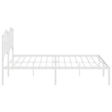 Elegant White Metal Bed Frame with Headboard - 193x203 cm