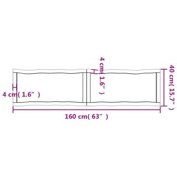 Untreated Solid Wood Live Edge Table Top 160x40 cm | Hipomarket