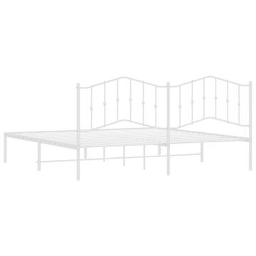 Elegant White Metal Bed Frame with Headboard - 193x203 cm