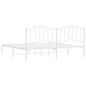 Elegant White Metal Bed Frame with Headboard - 193x203 cm