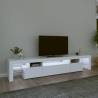 Stylish TV Cabinet with LED Lights - White 215x36.5x40 cm