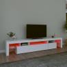 Stylish TV Cabinet with LED Lights - White 215x36.5x40 cm