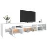 Stylish TV Cabinet with LED Lights - White 215x36.5x40 cm