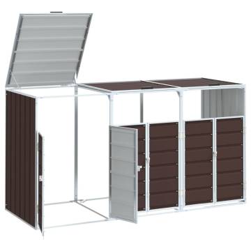 Stylish Wheelie Bin Storage for Triple Bins - Brown Steel