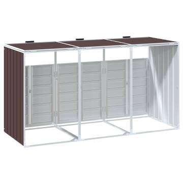 Stylish Wheelie Bin Storage for Triple Bins - Brown Steel