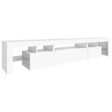 Stylish TV Cabinet with LED Lights - White 215x36.5x40 cm