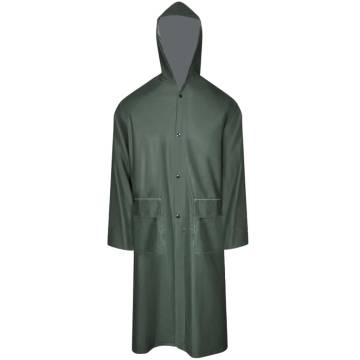 Waterproof Heavy-duty Long Raincoat with Hood - Green M