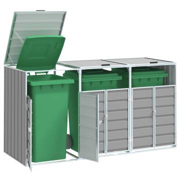 Wheelie Bin Storage for Triple Bins - Grey Steel 216x81x115 cm