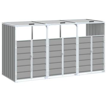 Wheelie Bin Storage for Triple Bins - Grey Steel 216x81x115 cm