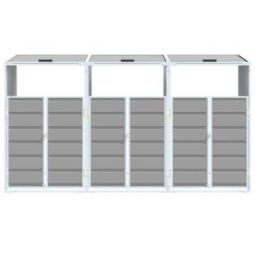 Wheelie Bin Storage for Triple Bins - Grey Steel 216x81x115 cm