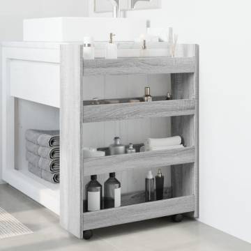 Narrow Storage Trolley 4 Tier Grey Sonoma Engineered Wood