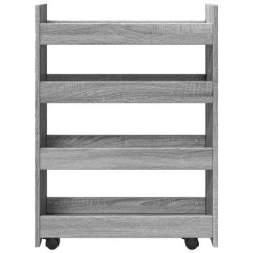 Narrow Storage Trolley 4 Tier Grey Sonoma Engineered Wood