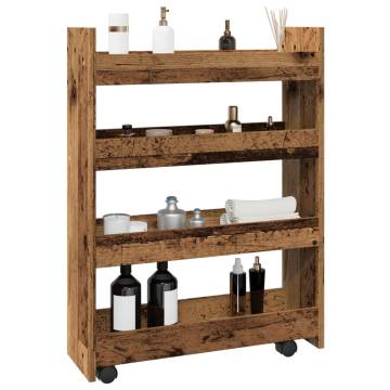 Narrow Storage Trolley 4 Tier - Old Wood | Hipomarket