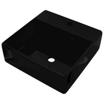 Stylish Black Square Ceramic Bathroom Sink Basin Faucet