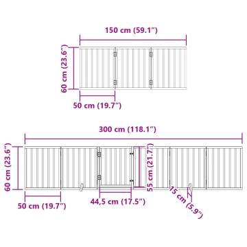 Foldable Dog Gate with Door - 12 Panels, 600 cm Poplar Wood