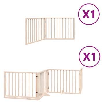 Dog Gate with Door - Foldable 6 Panels, 480 cm Poplar Wood