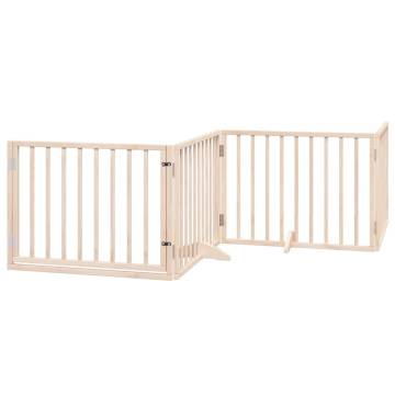 Dog Gate with Door - Foldable 6 Panels, 480 cm Poplar Wood