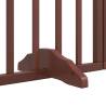 Dog Gate with Door - Foldable 9 Panels, Brown Poplar Wood