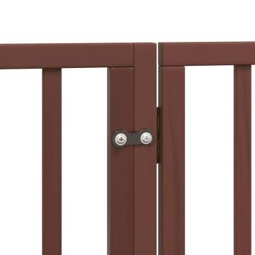 Dog Gate with Door - Foldable 9 Panels, Brown Poplar Wood