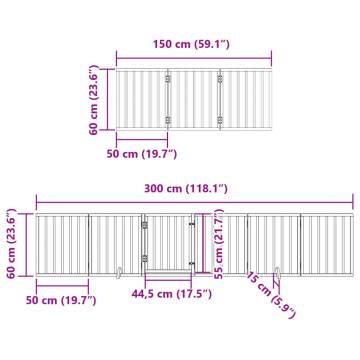 Dog Gate with Door - Foldable 9 Panels, Brown Poplar Wood