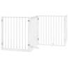 Dog Gate with Door - 8 Foldable Panels, White Poplar Wood