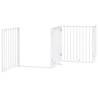 Dog Gate with Door - 8 Foldable Panels, White Poplar Wood