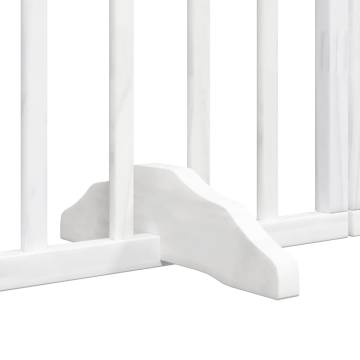 Dog Gate with Door - 8 Foldable Panels, White Poplar Wood