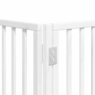 Dog Gate with Door - 8 Foldable Panels, White Poplar Wood