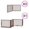 Foldable 10-Panel Dog Gate with Door - Brown Poplar Wood