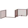 Foldable 10-Panel Dog Gate with Door - Brown Poplar Wood