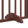 Foldable 10-Panel Dog Gate with Door - Brown Poplar Wood