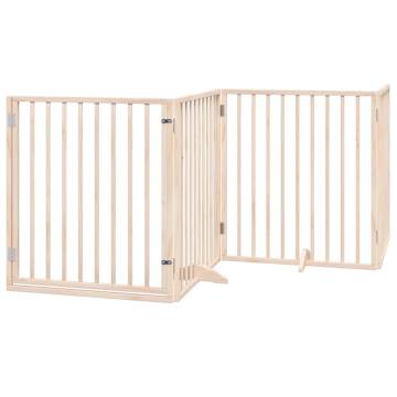 Dog Gate with Door - Foldable 8 Panels - 640 cm - Poplar Wood