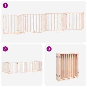 Dog Gate with Door - Foldable 8 Panels - 640 cm - Poplar Wood