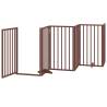 Foldable Dog Gate with Door - 600 cm Poplar Wood - Brown