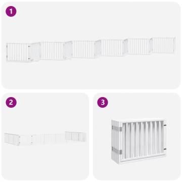 Foldable Dog Gate with Door - 12 Panels, 960 cm - White