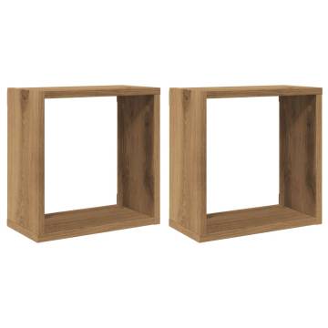 Stylish Wall Cube Shelves - Artisan Oak - 2 pcs - 30x15x30 cm