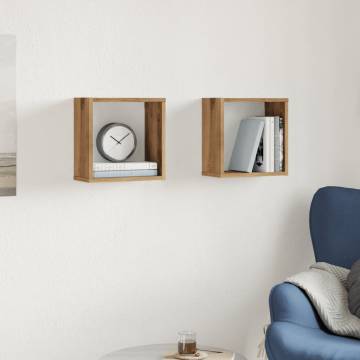 Stylish Wall Cube Shelves - Artisan Oak - 2 pcs - 30x15x30 cm