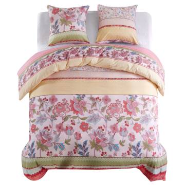 Floral Striped Pink Duvet Cover Set - Stylish & Comfortable