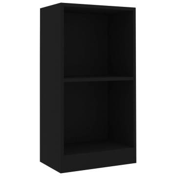 Compact Black Bookshelf 40x24x75 cm - Durable Engineered Wood