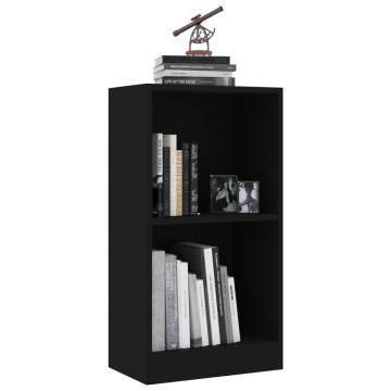 Compact Black Bookshelf 40x24x75 cm - Durable Engineered Wood