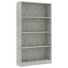 4-Tier Book Cabinet in Concrete Grey - Stylish & Practical