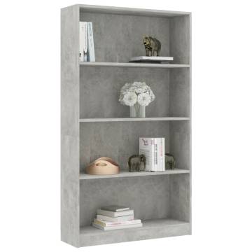 4-Tier Book Cabinet in Concrete Grey - Stylish & Practical