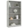 4-Tier Book Cabinet in Concrete Grey - Stylish & Practical