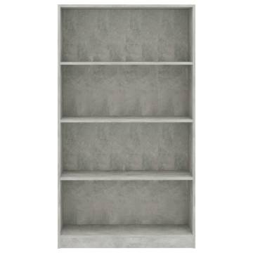 4-Tier Book Cabinet in Concrete Grey - Stylish & Practical