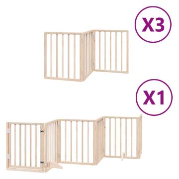 Foldable Dog Gate with Door - 15 Panels, 750 cm Poplar Wood