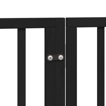 Foldable Dog Gate with Door - 450 cm Poplar Wood - Black