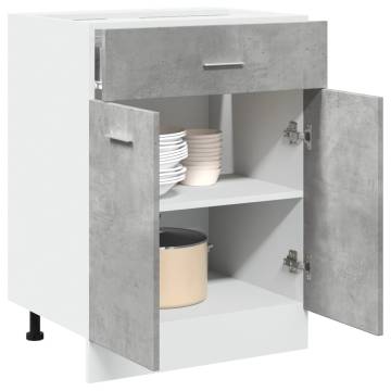 Concrete Grey Drawer Bottom Cabinet - 60x46x81.5 cm