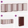 Foldable Dog Gate with Door - 9 Panels, 450 cm Brown Wood