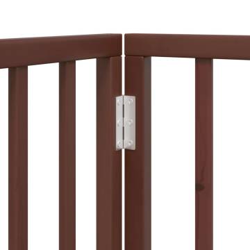 Foldable Dog Gate with Door - 9 Panels, 450 cm Brown Wood