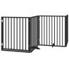 Foldable Dog Gate with Door - 6 Panels, Black, 480cm